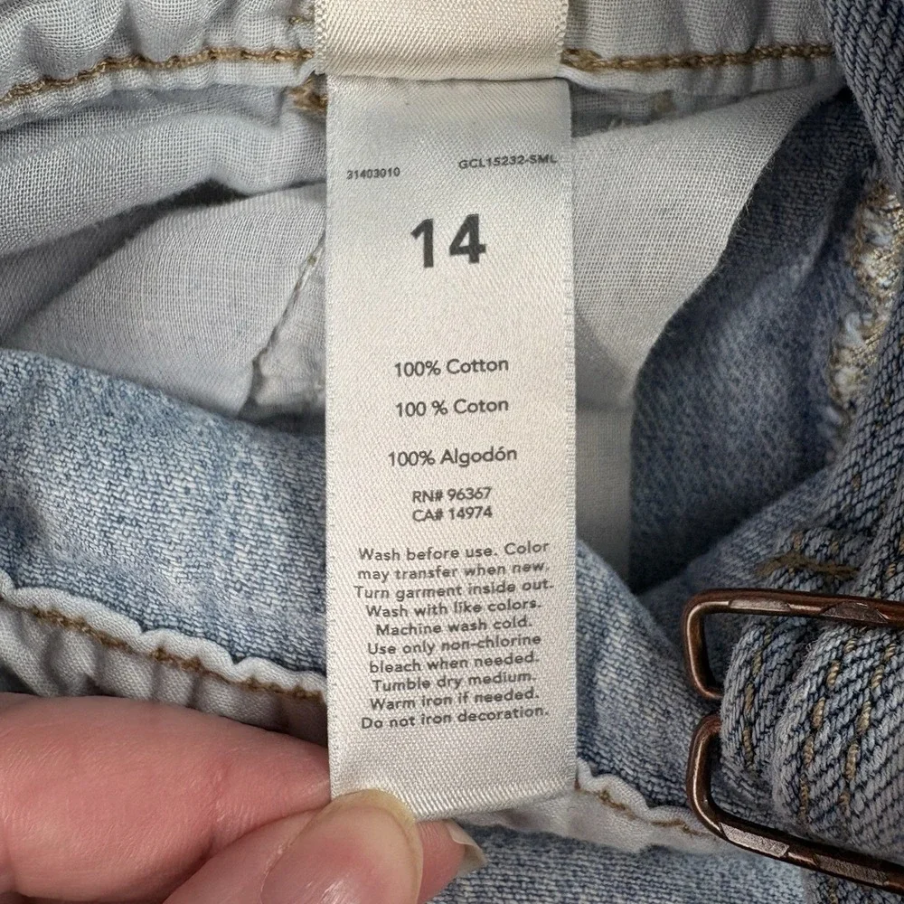 Y2K Oshkosh B'gosh Denim Overalls Girls 14 Button Front‎ Distressed Country Farm